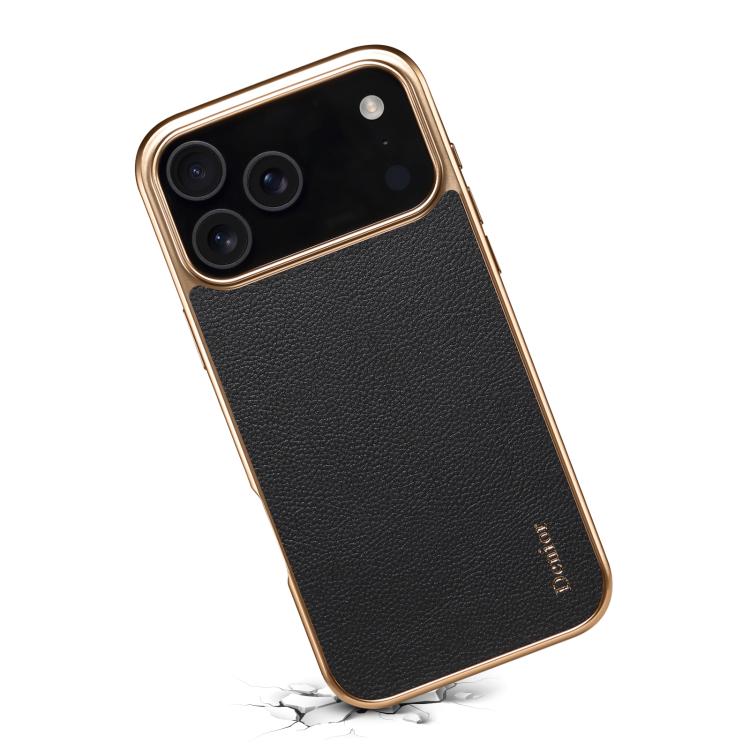 For iPhone 17 Pro Max Denior Cowhide Leather Plating Phone Case