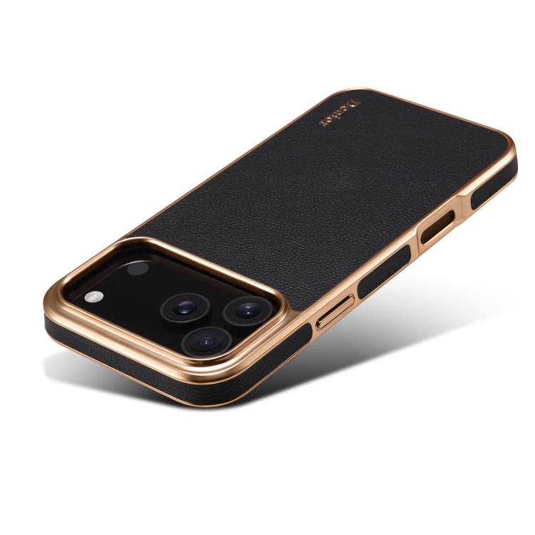 For iPhone 17 Pro Max Denior Cowhide Leather Plating Phone Case