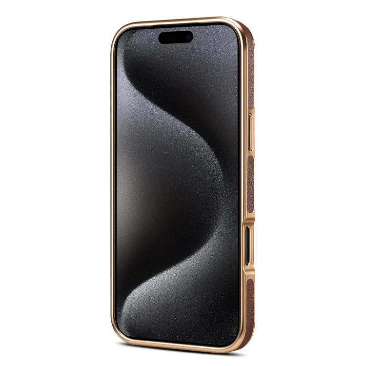 For iPhone 17 Pro Max Denior Cowhide Leather Plating Phone Case