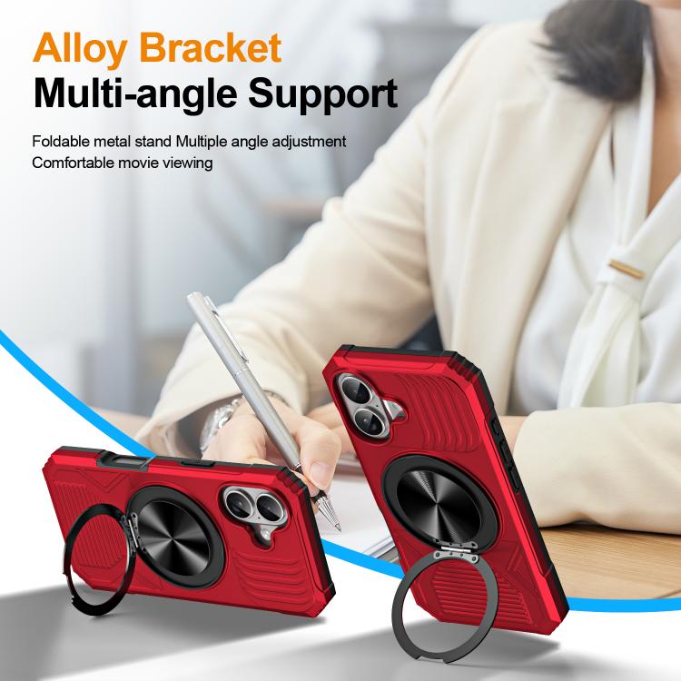 For iPhone 17 Alloy Rotating Holder MagSafe Shockproof Phone Case