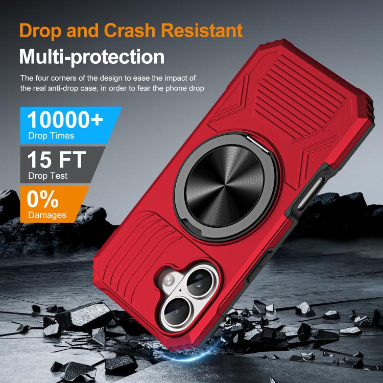 For iPhone 17 Alloy Rotating Holder MagSafe Shockproof Phone Case