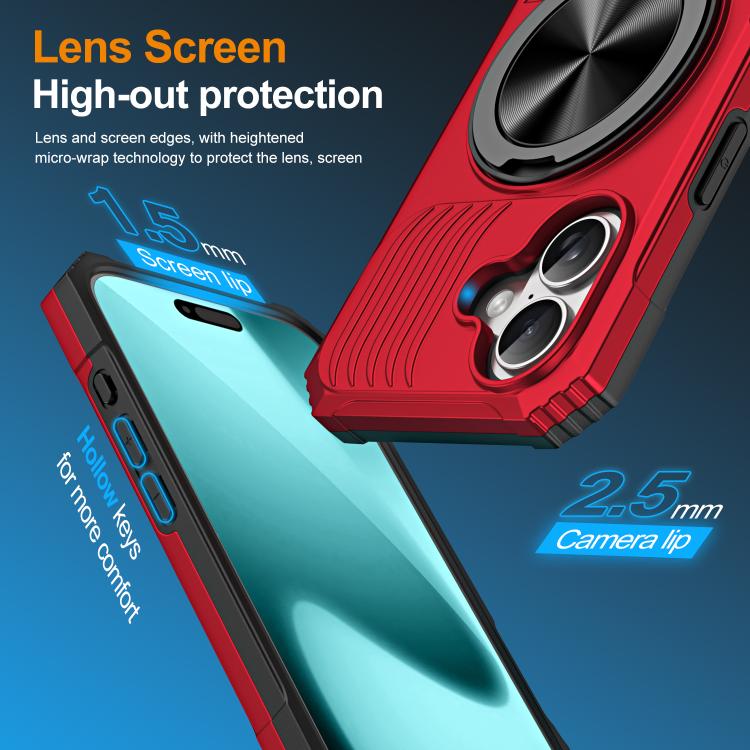 For iPhone 17 Alloy Rotating Holder MagSafe Shockproof Phone Case