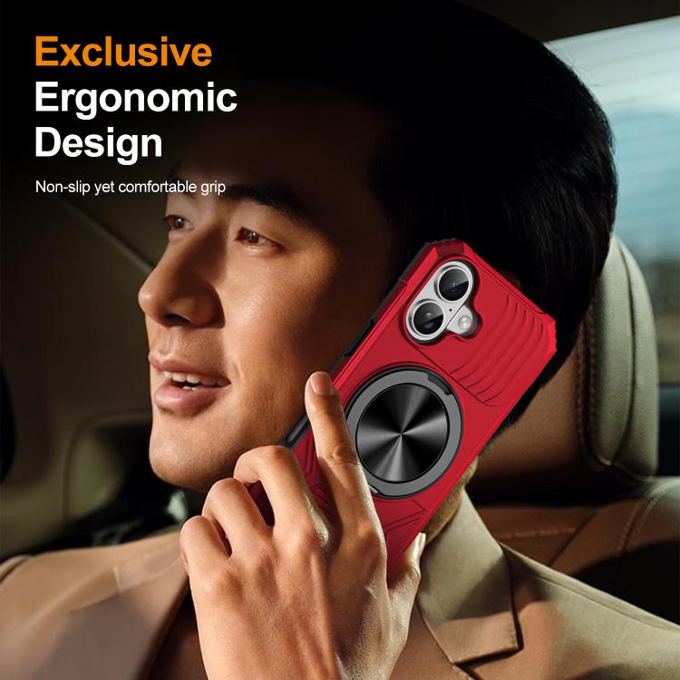 For iPhone 17 Alloy Rotating Holder MagSafe Shockproof Phone Case