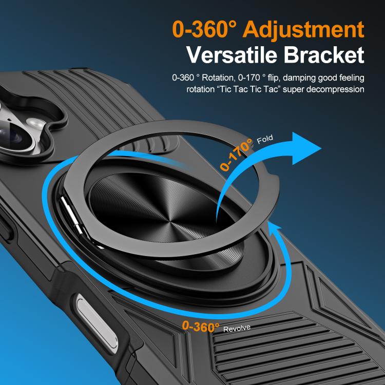 For iPhone 17 Alloy Rotating Holder MagSafe Shockproof Phone Case