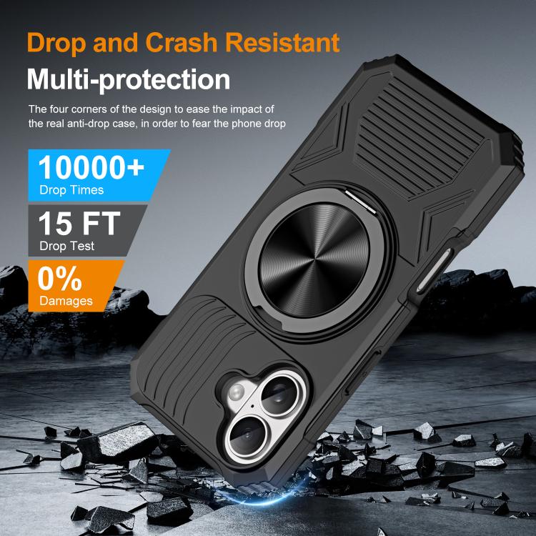 For iPhone 17 Alloy Rotating Holder MagSafe Shockproof Phone Case