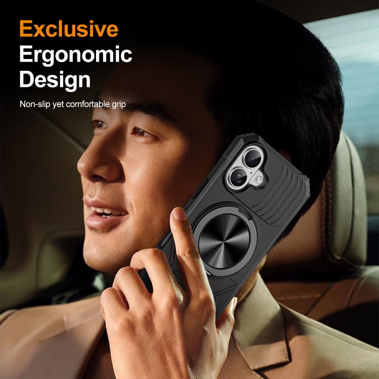 For iPhone 17 Alloy Rotating Holder MagSafe Shockproof Phone Case