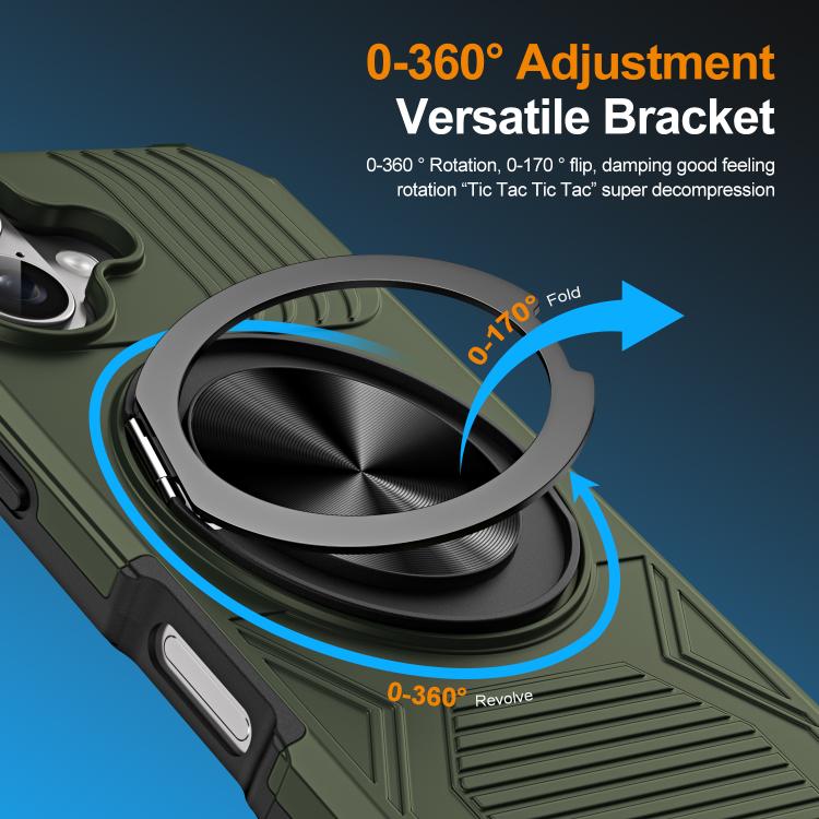 For iPhone 17 Alloy Rotating Holder MagSafe Shockproof Phone Case