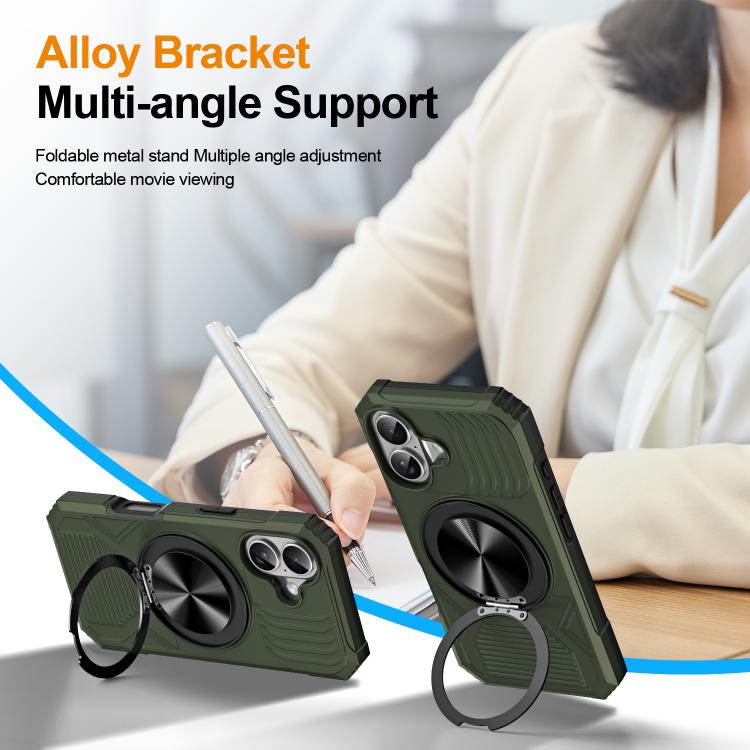 For iPhone 17 Alloy Rotating Holder MagSafe Shockproof Phone Case