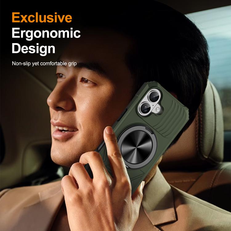 For iPhone 17 Alloy Rotating Holder MagSafe Shockproof Phone Case