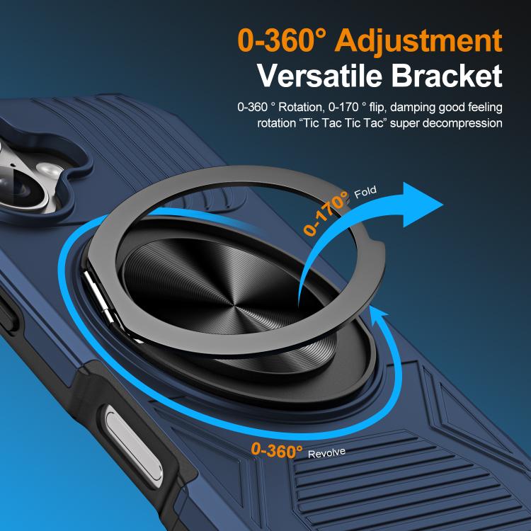 For iPhone 17 Alloy Rotating Holder MagSafe Shockproof Phone Case