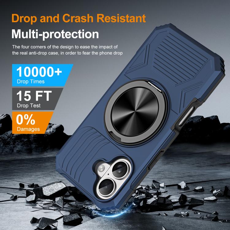 For iPhone 17 Alloy Rotating Holder MagSafe Shockproof Phone Case