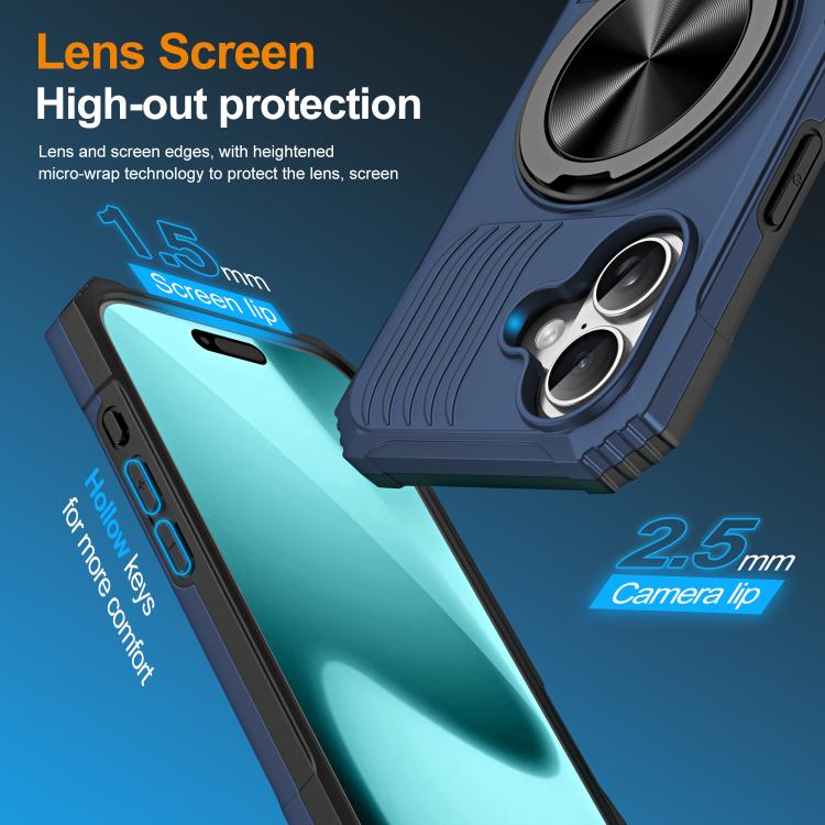 For iPhone 17 Alloy Rotating Holder MagSafe Shockproof Phone Case