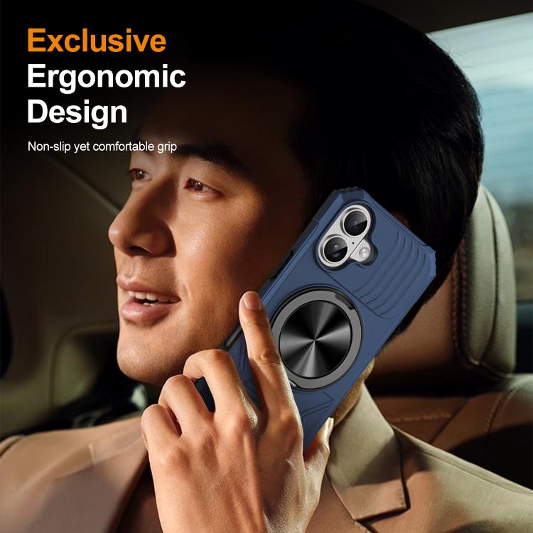 For iPhone 17 Alloy Rotating Holder MagSafe Shockproof Phone Case