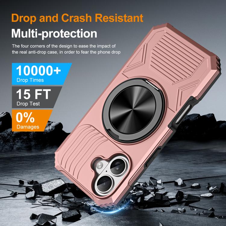 For iPhone 17 Alloy Rotating Holder MagSafe Shockproof Phone Case