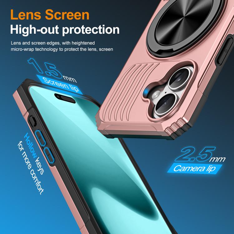 For iPhone 17 Alloy Rotating Holder MagSafe Shockproof Phone Case