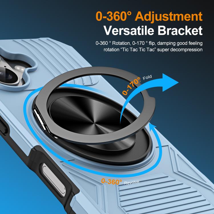 For iPhone 17 Alloy Rotating Holder MagSafe Shockproof Phone Case