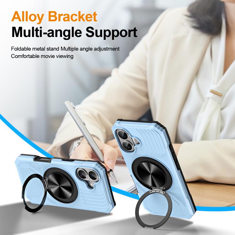 For iPhone 17 Alloy Rotating Holder MagSafe Shockproof Phone Case