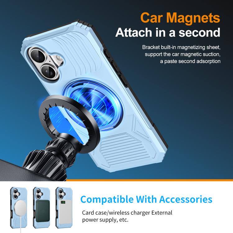 For iPhone 17 Alloy Rotating Holder MagSafe Shockproof Phone Case