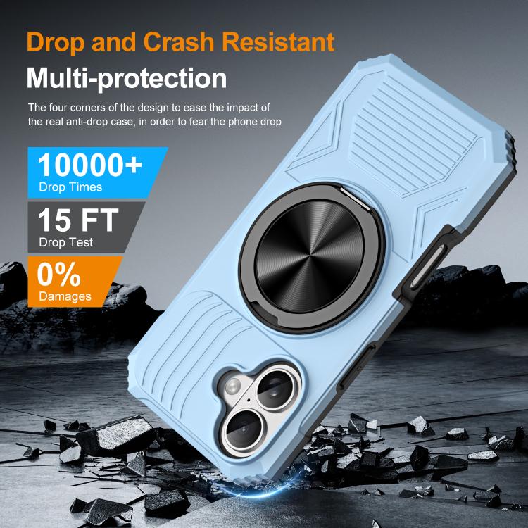 For iPhone 17 Alloy Rotating Holder MagSafe Shockproof Phone Case