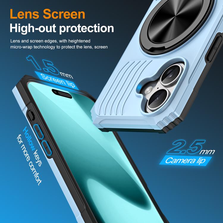 For iPhone 17 Alloy Rotating Holder MagSafe Shockproof Phone Case