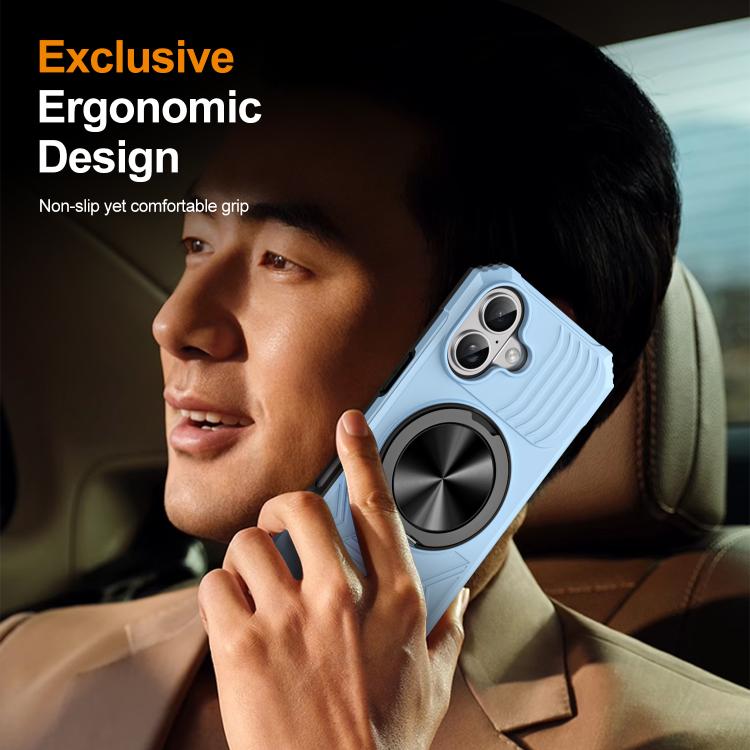 For iPhone 17 Alloy Rotating Holder MagSafe Shockproof Phone Case