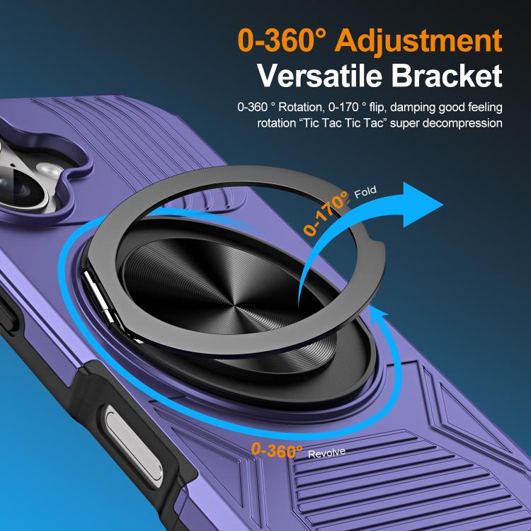 For iPhone 17 Alloy Rotating Holder MagSafe Shockproof Phone Case