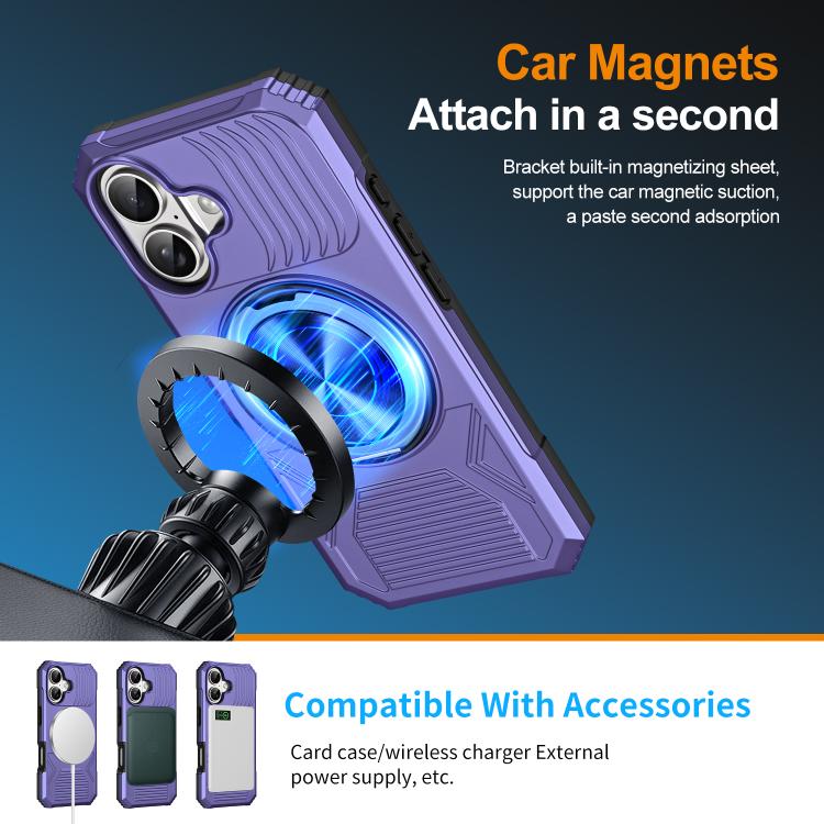 For iPhone 17 Alloy Rotating Holder MagSafe Shockproof Phone Case