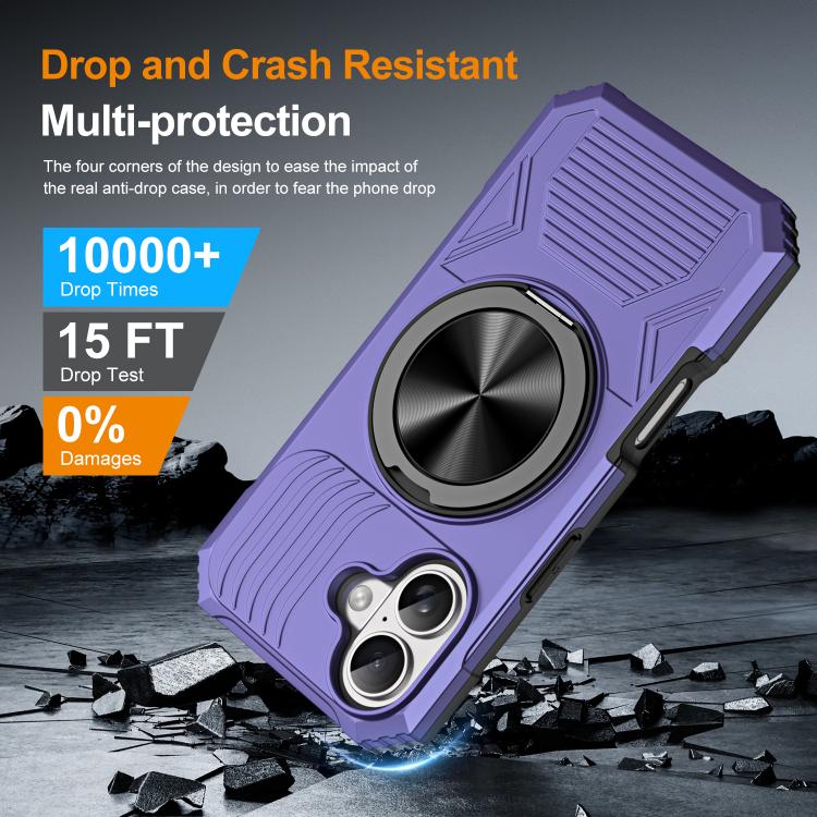 For iPhone 17 Alloy Rotating Holder MagSafe Shockproof Phone Case