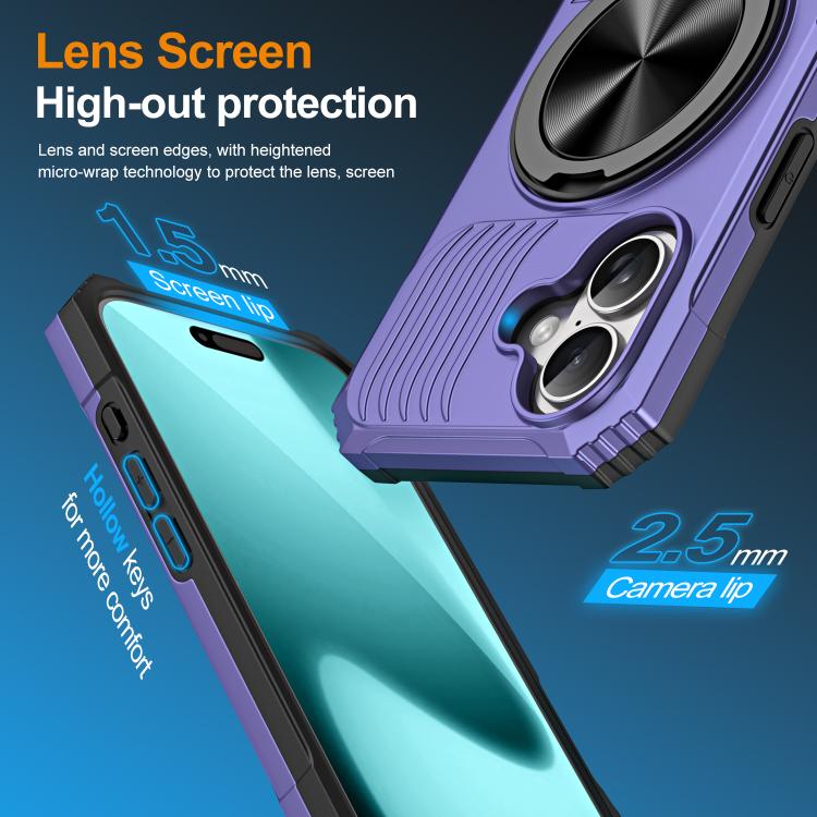For iPhone 17 Alloy Rotating Holder MagSafe Shockproof Phone Case