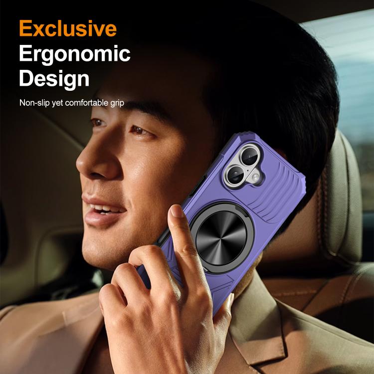 For iPhone 17 Alloy Rotating Holder MagSafe Shockproof Phone Case