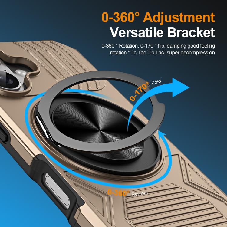 For iPhone 17 Alloy Rotating Holder MagSafe Shockproof Phone Case