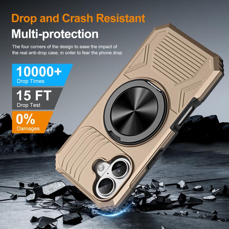 For iPhone 17 Alloy Rotating Holder MagSafe Shockproof Phone Case