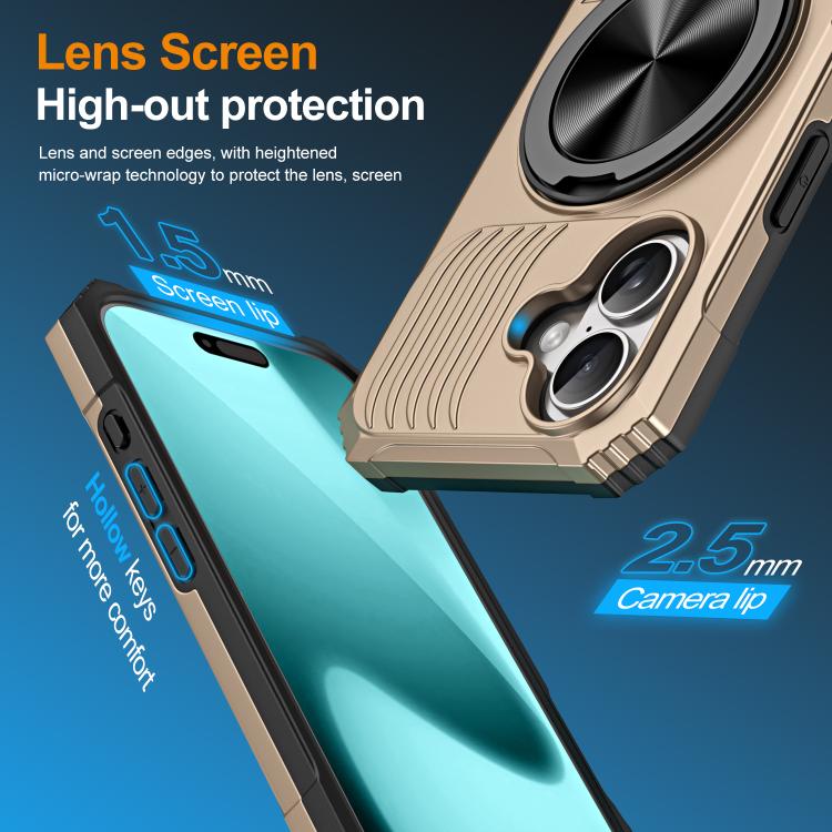 For iPhone 17 Alloy Rotating Holder MagSafe Shockproof Phone Case