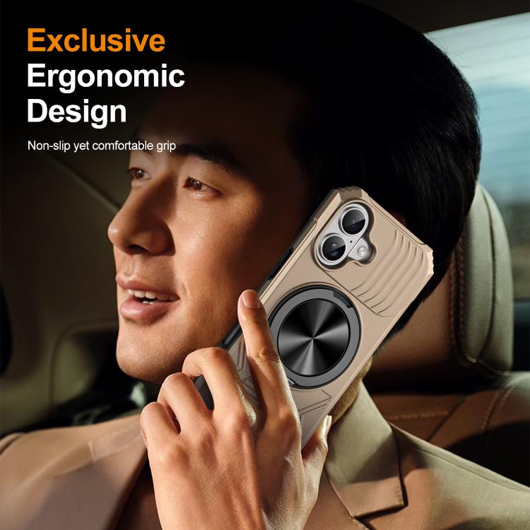 For iPhone 17 Alloy Rotating Holder MagSafe Shockproof Phone Case