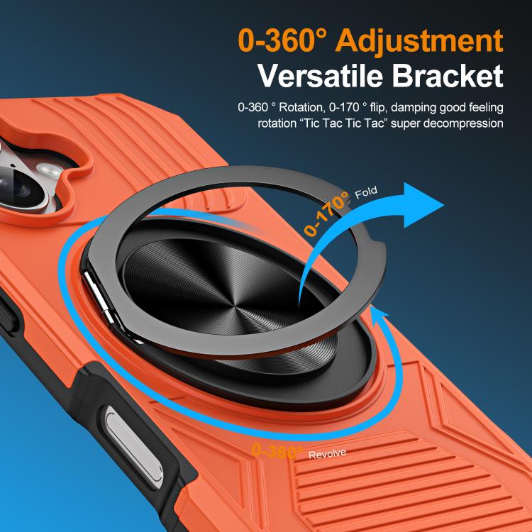 For iPhone 17 Alloy Rotating Holder MagSafe Shockproof Phone Case