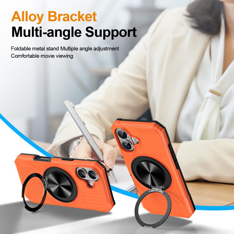 For iPhone 17 Alloy Rotating Holder MagSafe Shockproof Phone Case