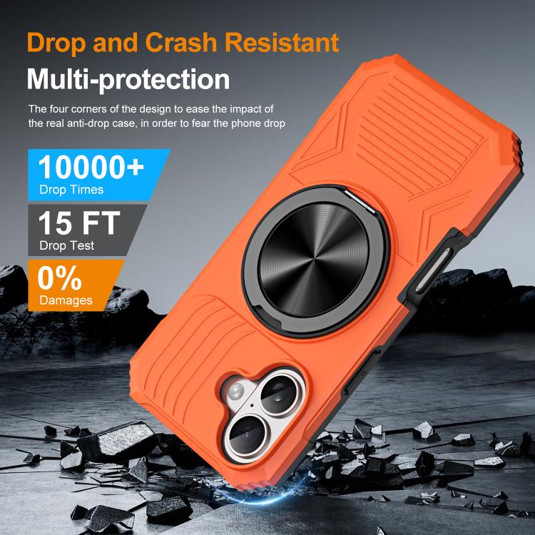 For iPhone 17 Alloy Rotating Holder MagSafe Shockproof Phone Case
