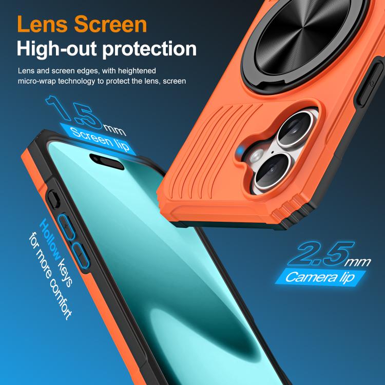 For iPhone 17 Alloy Rotating Holder MagSafe Shockproof Phone Case