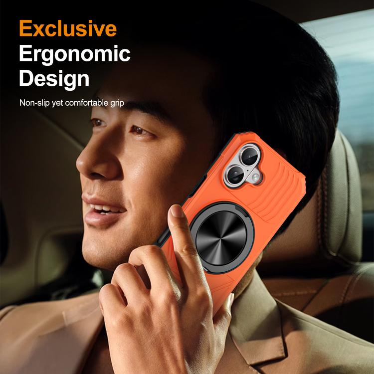 For iPhone 17 Alloy Rotating Holder MagSafe Shockproof Phone Case