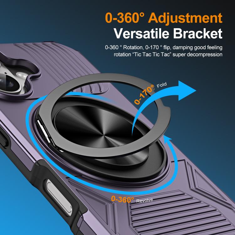 For iPhone 17 Alloy Rotating Holder MagSafe Shockproof Phone Case