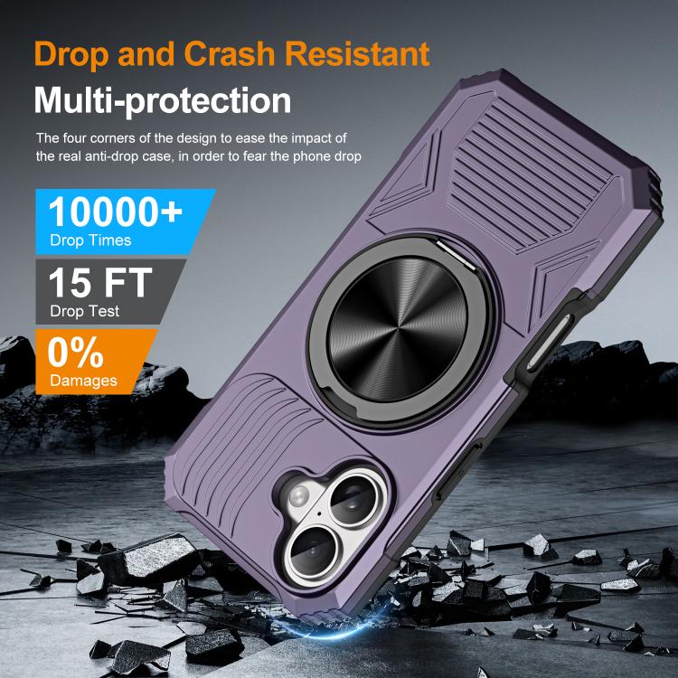 For iPhone 17 Alloy Rotating Holder MagSafe Shockproof Phone Case