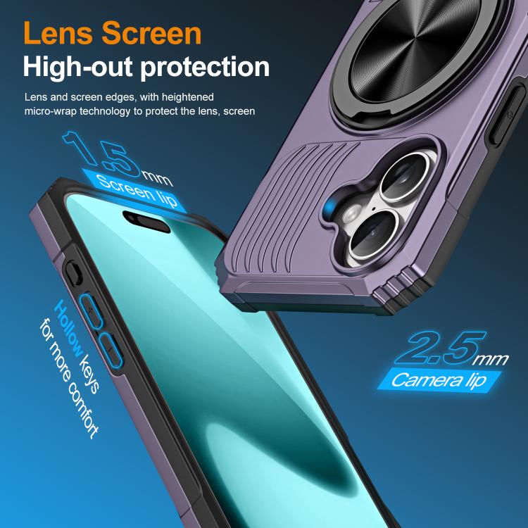 For iPhone 17 Alloy Rotating Holder MagSafe Shockproof Phone Case