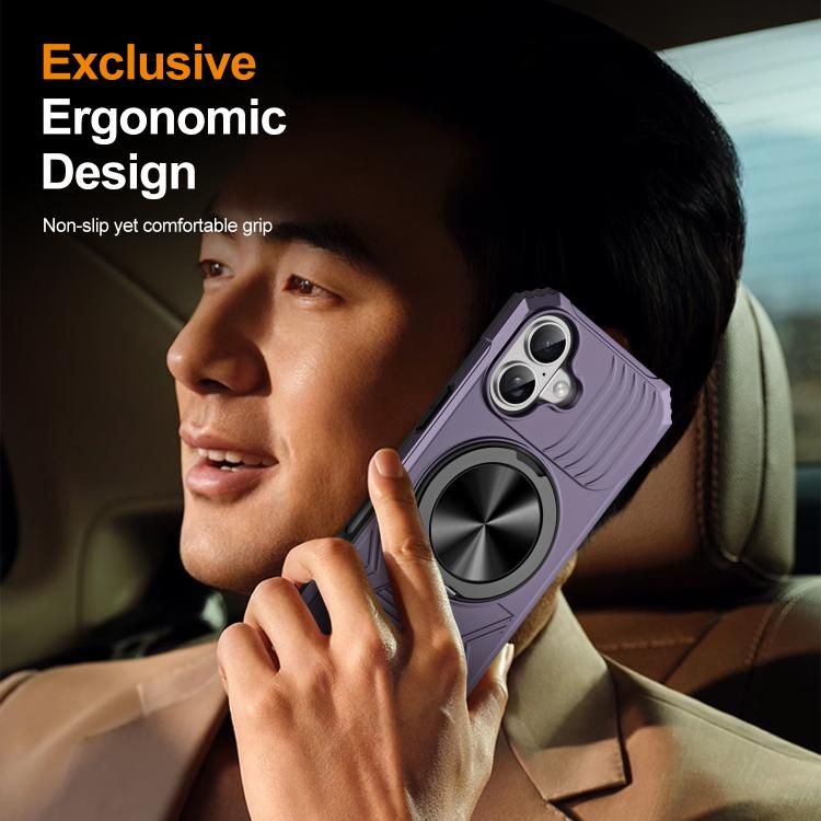 For iPhone 17 Alloy Rotating Holder MagSafe Shockproof Phone Case