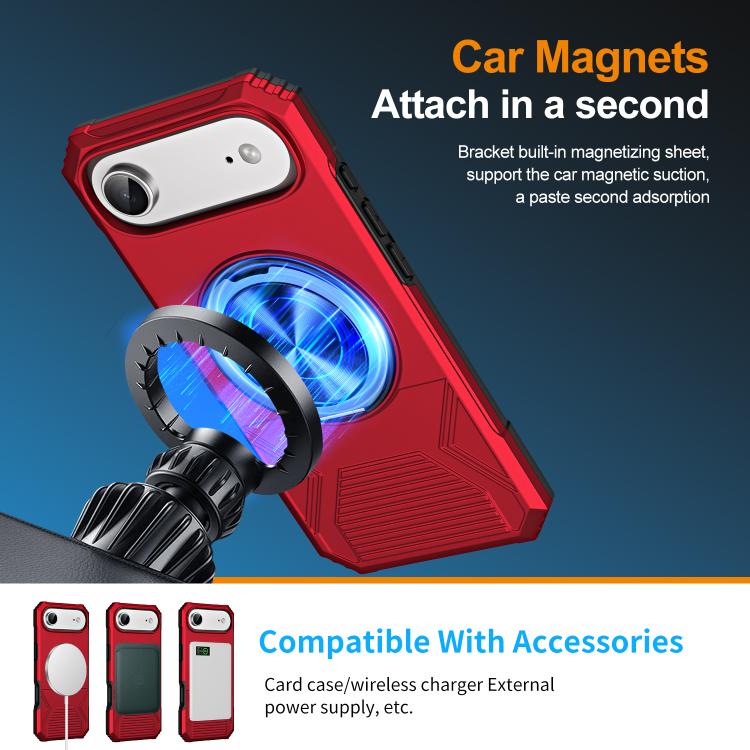 For iPhone Air Alloy Rotating Holder MagSafe Shockproof Phone Case