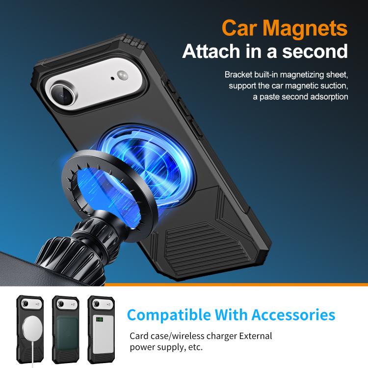 For iPhone Air Alloy Rotating Holder MagSafe Shockproof Phone Case