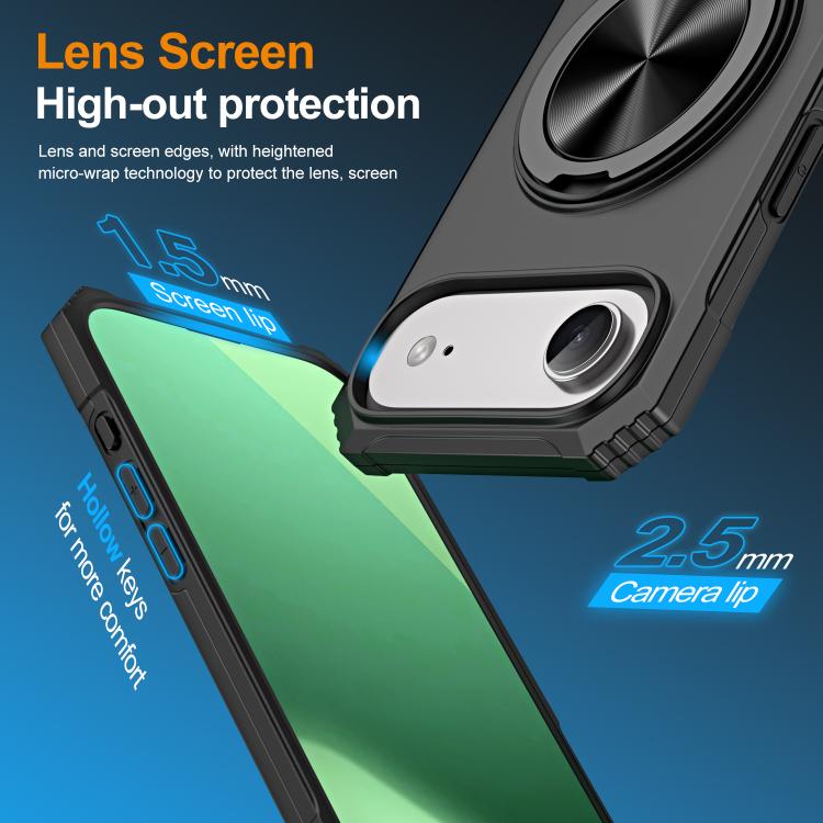 For iPhone Air Alloy Rotating Holder MagSafe Shockproof Phone Case