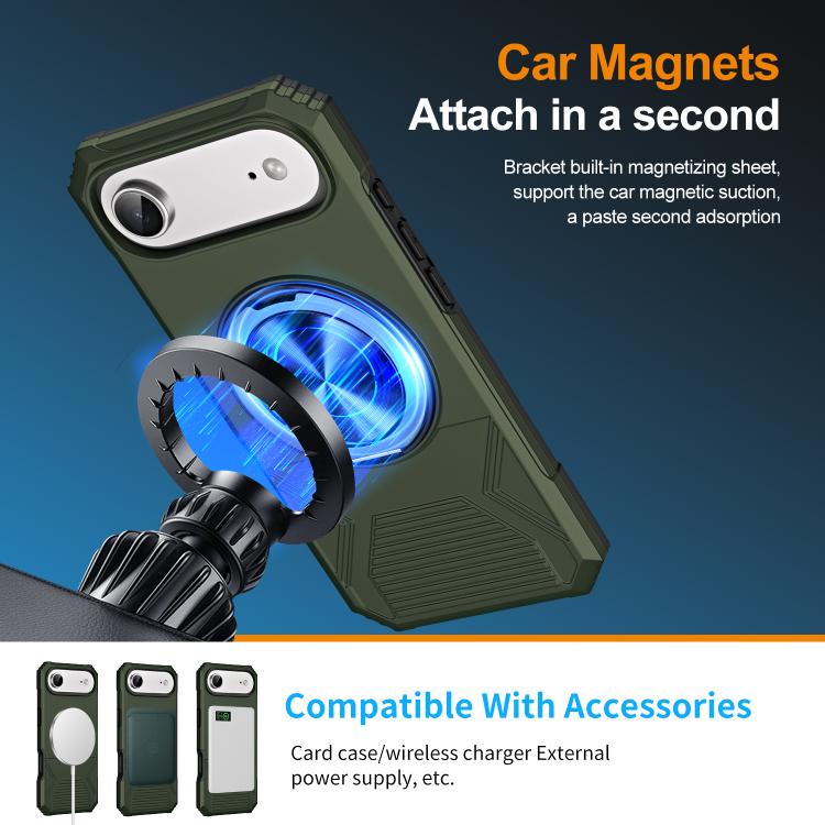 For iPhone Air Alloy Rotating Holder MagSafe Shockproof Phone Case