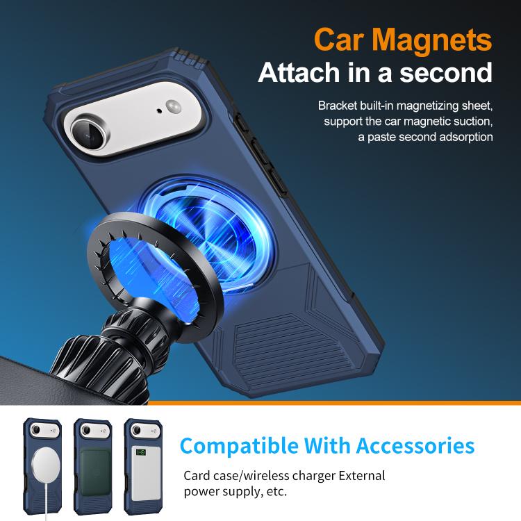 For iPhone Air Alloy Rotating Holder MagSafe Shockproof Phone Case