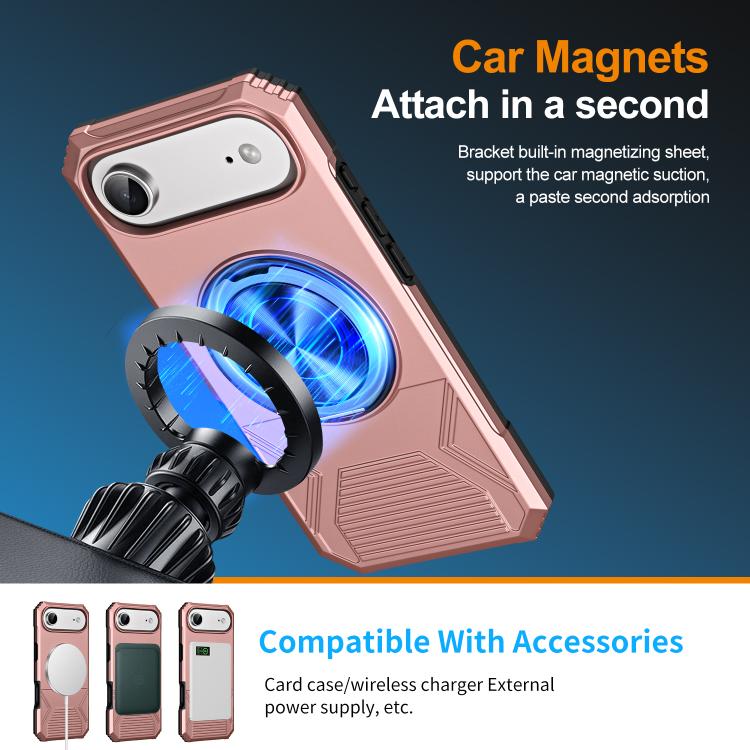 For iPhone Air Alloy Rotating Holder MagSafe Shockproof Phone Case