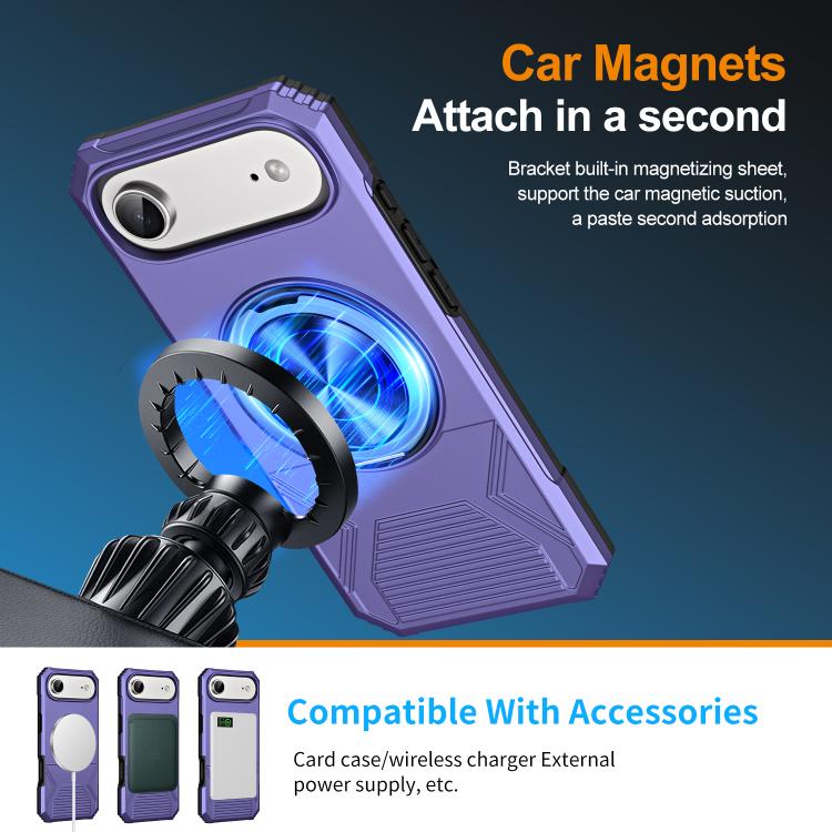 For iPhone Air Alloy Rotating Holder MagSafe Shockproof Phone Case